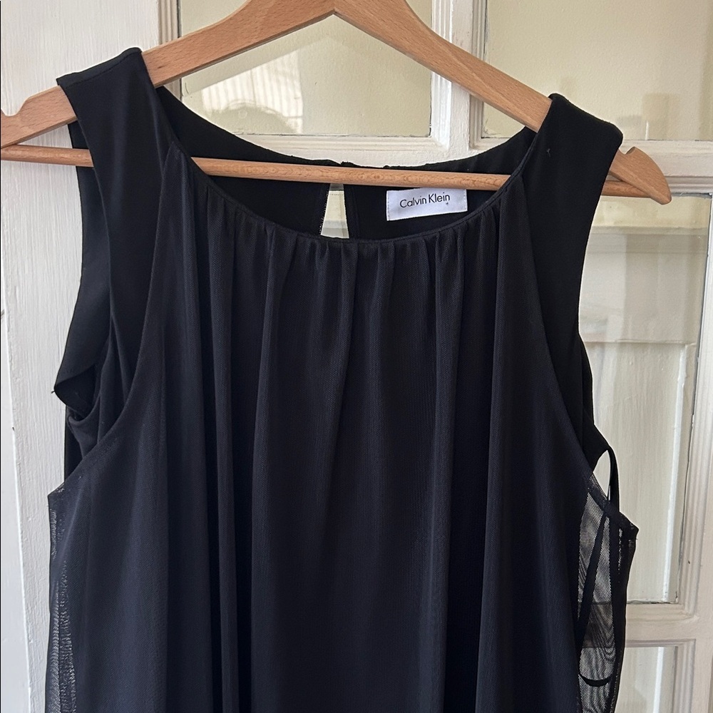 Calvin Klein Black Mini Dress, body con with sheer bubble - Picture 3 of 12